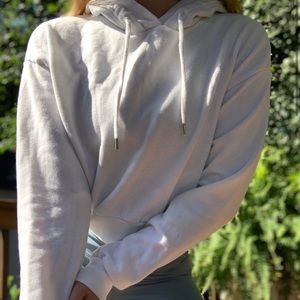 White Crop Hoodie